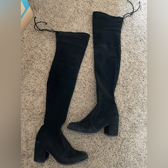 Stuart Weitzman Black Suede Thigh High Boots 9.5 - Picture 4 of 10